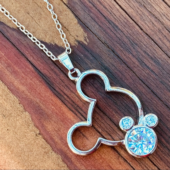DOUBLE MICKEY ♡ AAA Cubic Zirconia Diamond Crystal Necklace GIFT - Picture 3 of 4